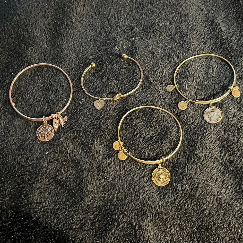 Alex and Ani Style Bangle Bracelet Set – 4 Pieces
